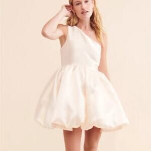 Aureta Ivory One Shoulder Kyla Mini Dress S